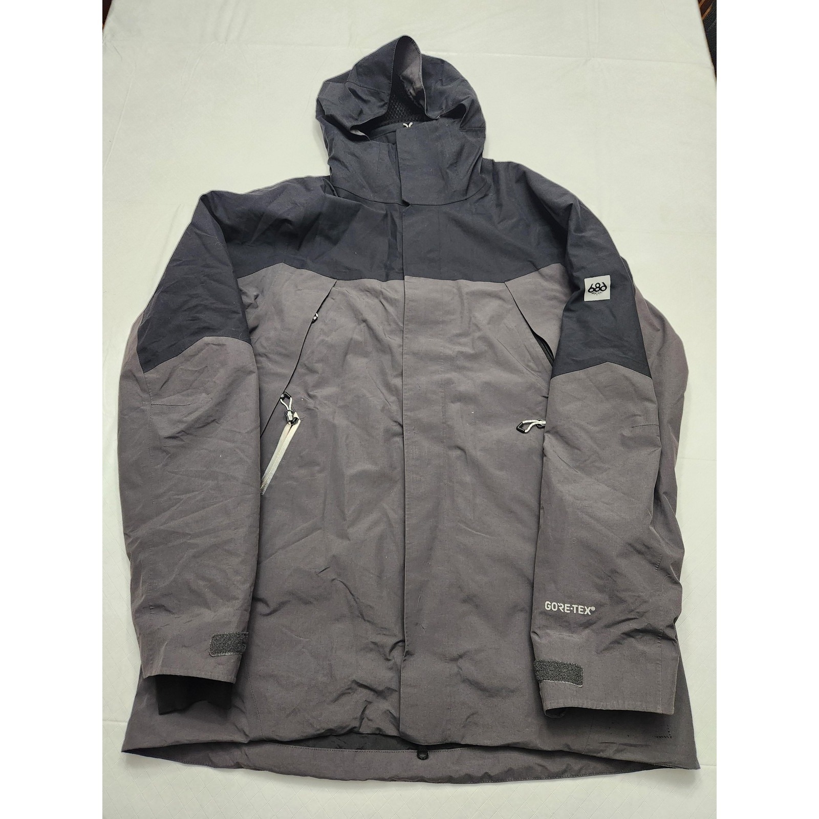 686 Glcr Project Jacket Mens Large Gray Gore-Tex Insulated Ski Hooded Snowboard